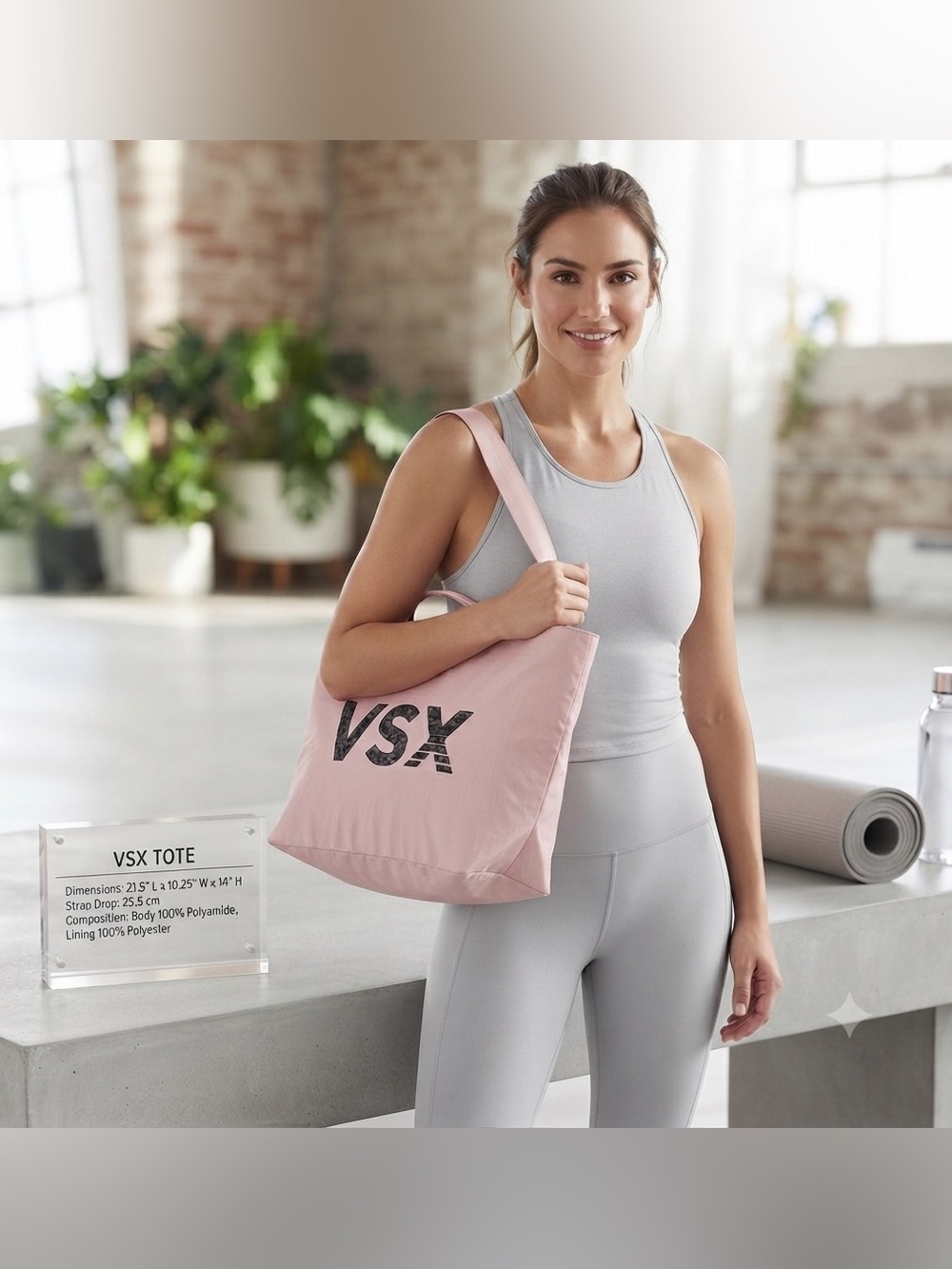 Pink Victoria's Secret VSX Tote Bag Features Black Lace/Detailed Logo NWT